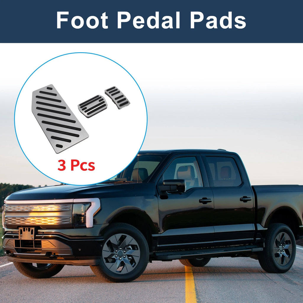 3 Pcs Automatic Foot Accelerator Pedal Covers for Ford Edge (2023) Silver Tone