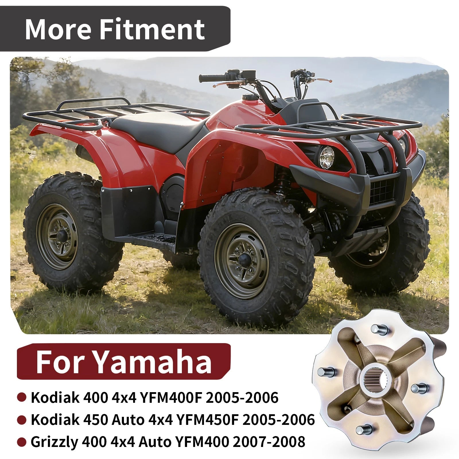 Rear Left Wheel Hub 1D9-F5311-01-00 for Yamaha Kodiak 400 450 Grizzly 400 (1993–2006)