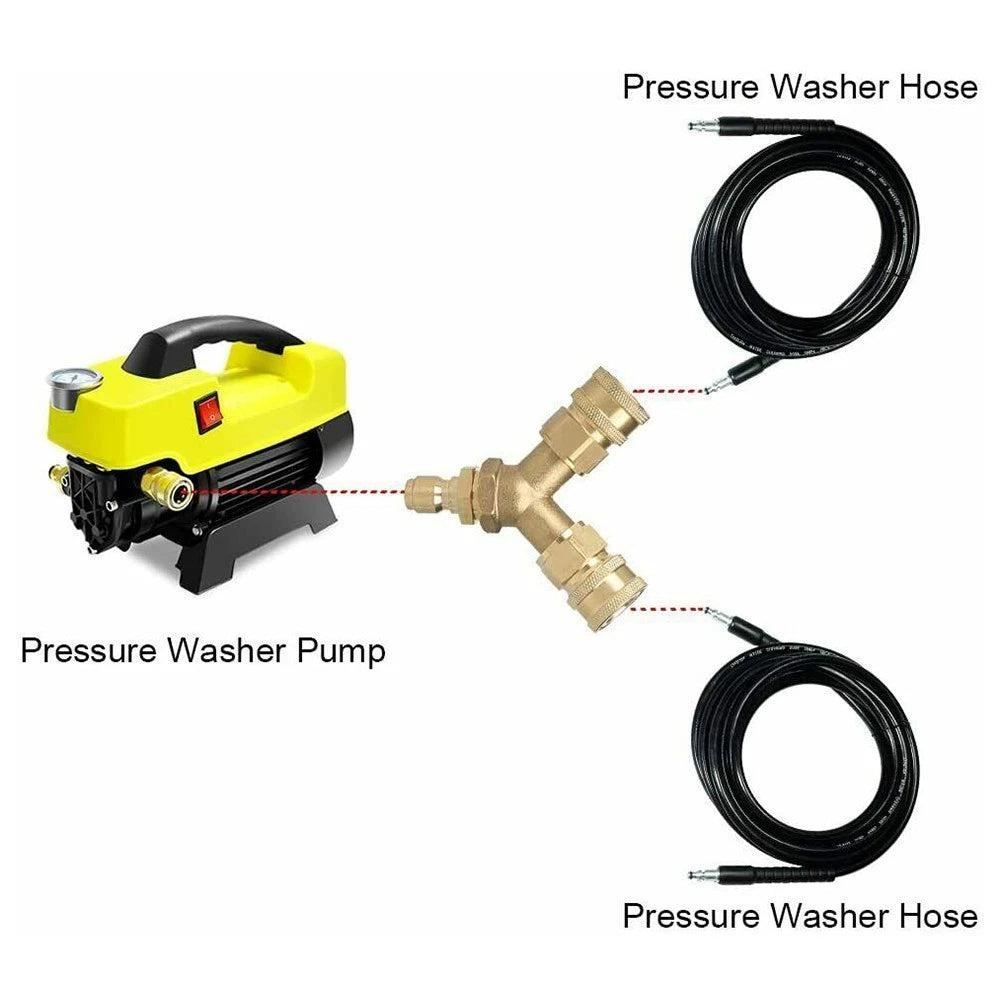 Pressure Washer Tee Splitter Coupler for 5000PSI (4.0 GPM)
