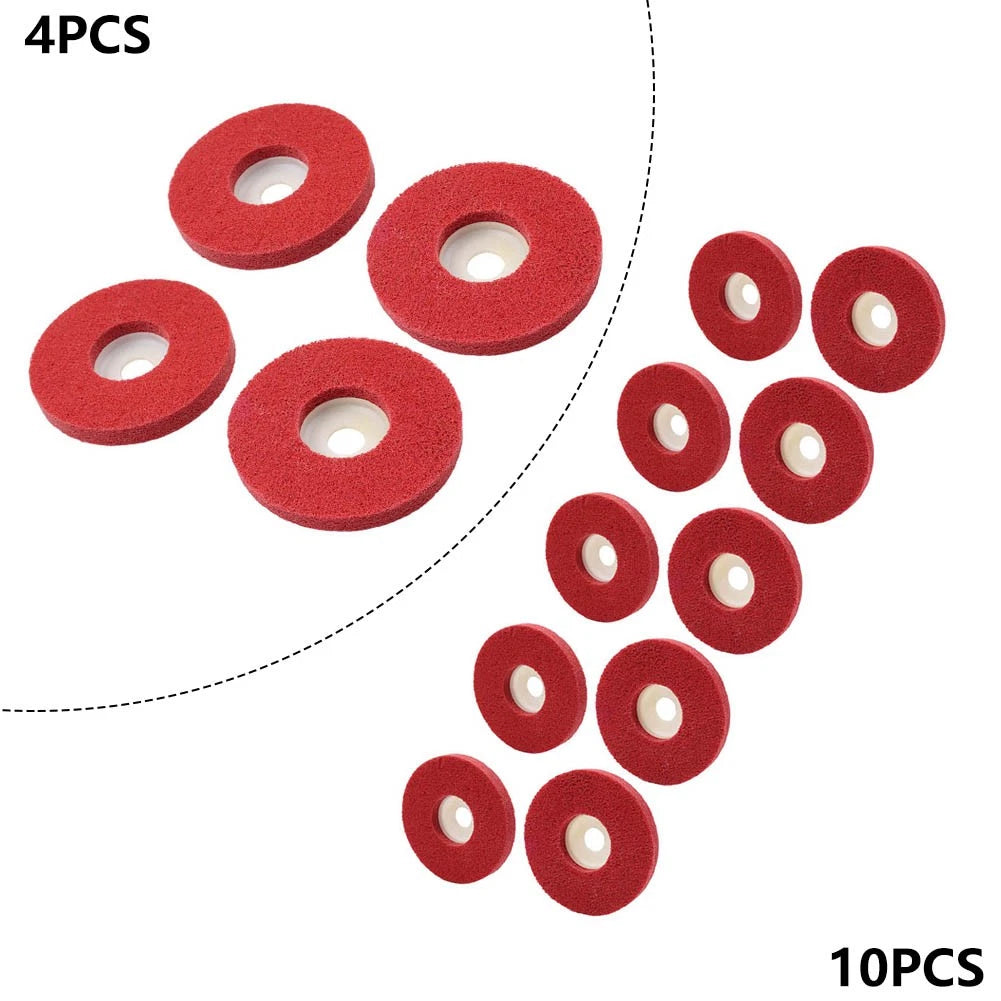 Set of 10 Nylon Fiber Polishing Wheels for Angle Grinder (4")