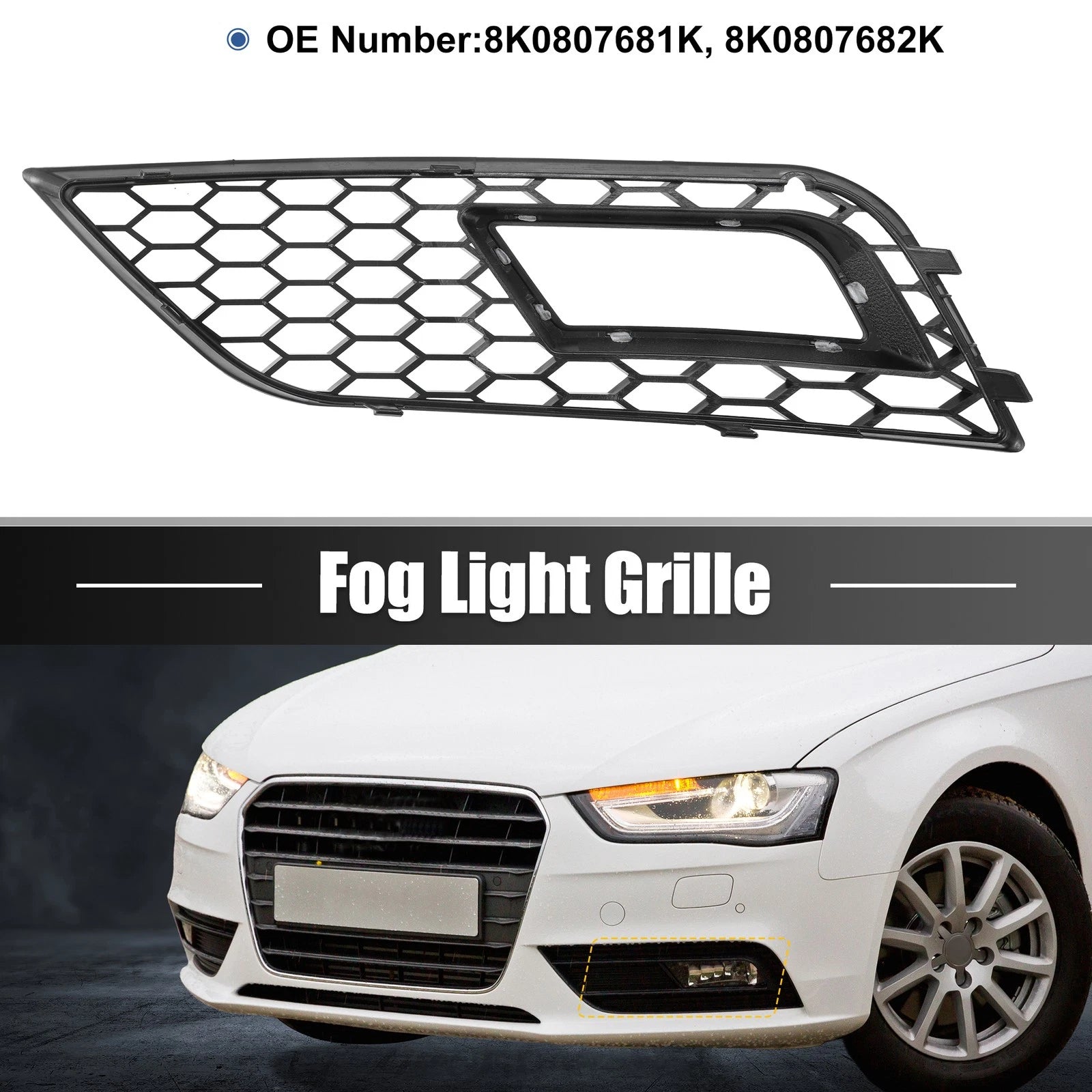Front Bumper Fog Light Mesh Grille Cover for Audi A4 B8.5 (2013–2016)