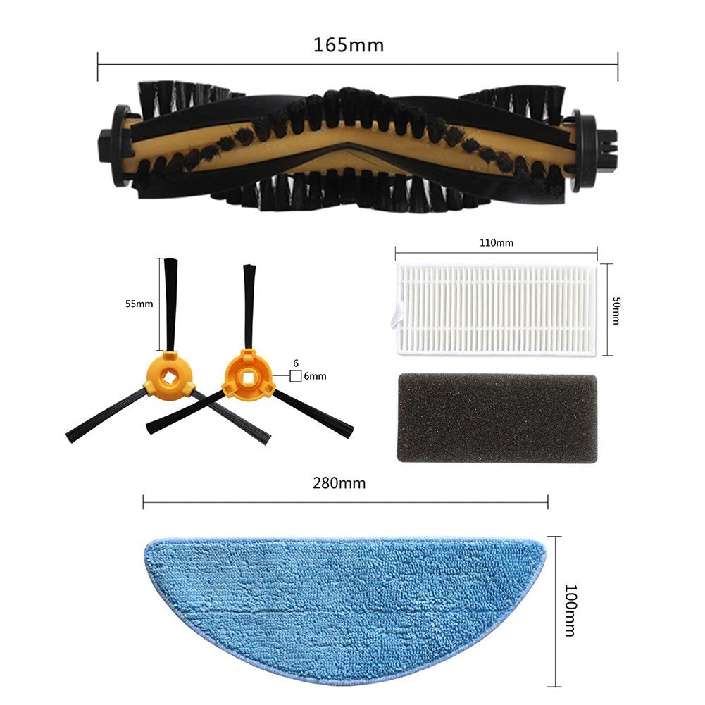 Main Side Brush Filter Mop Cloth Kit for Conga M50 (2018–2023)