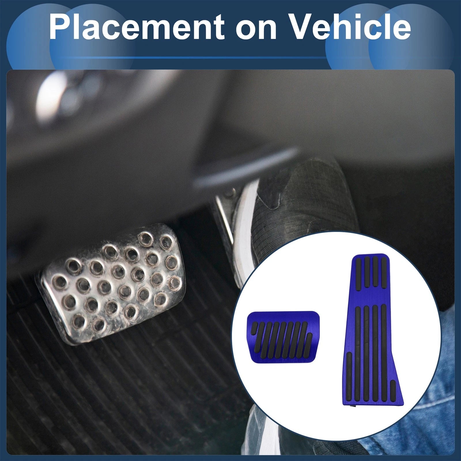 2Pcs Automatic Foot Accelerator Pedal Covers Aluminum Alloy for No Mark Blue