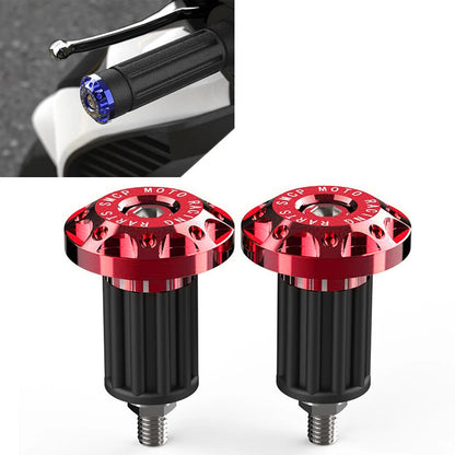 7/8" Motorcycle Dirt Bike Handlebar Grips with End Cap Plugs - Red