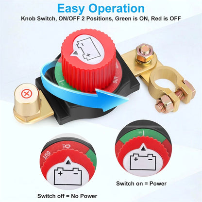 Battery Disconnect & Top Post Kill Switch for Car RV (12V-48V)