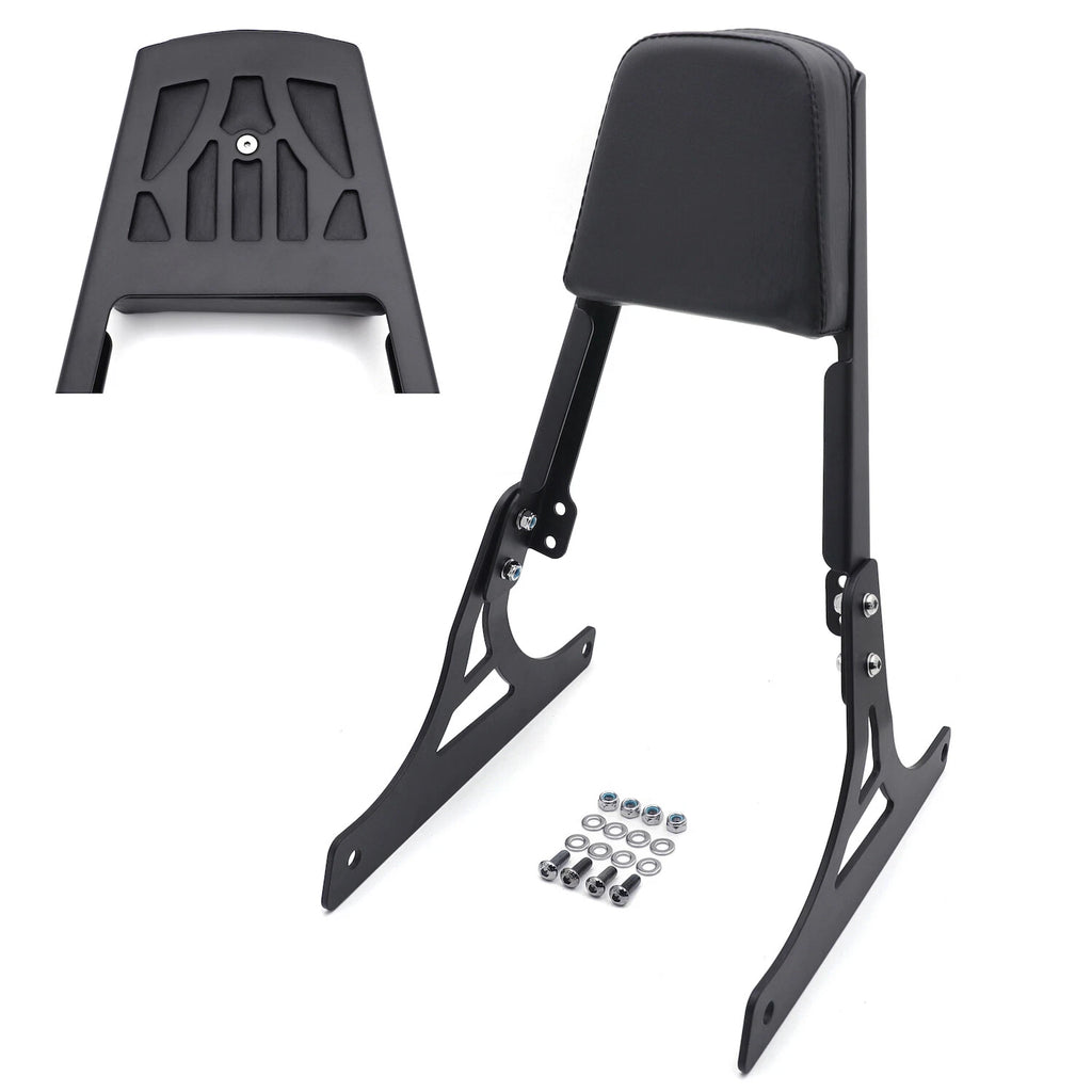 Black Backrest Sissy Bar with Leather Pad for Harley Softail (1984–2023)
