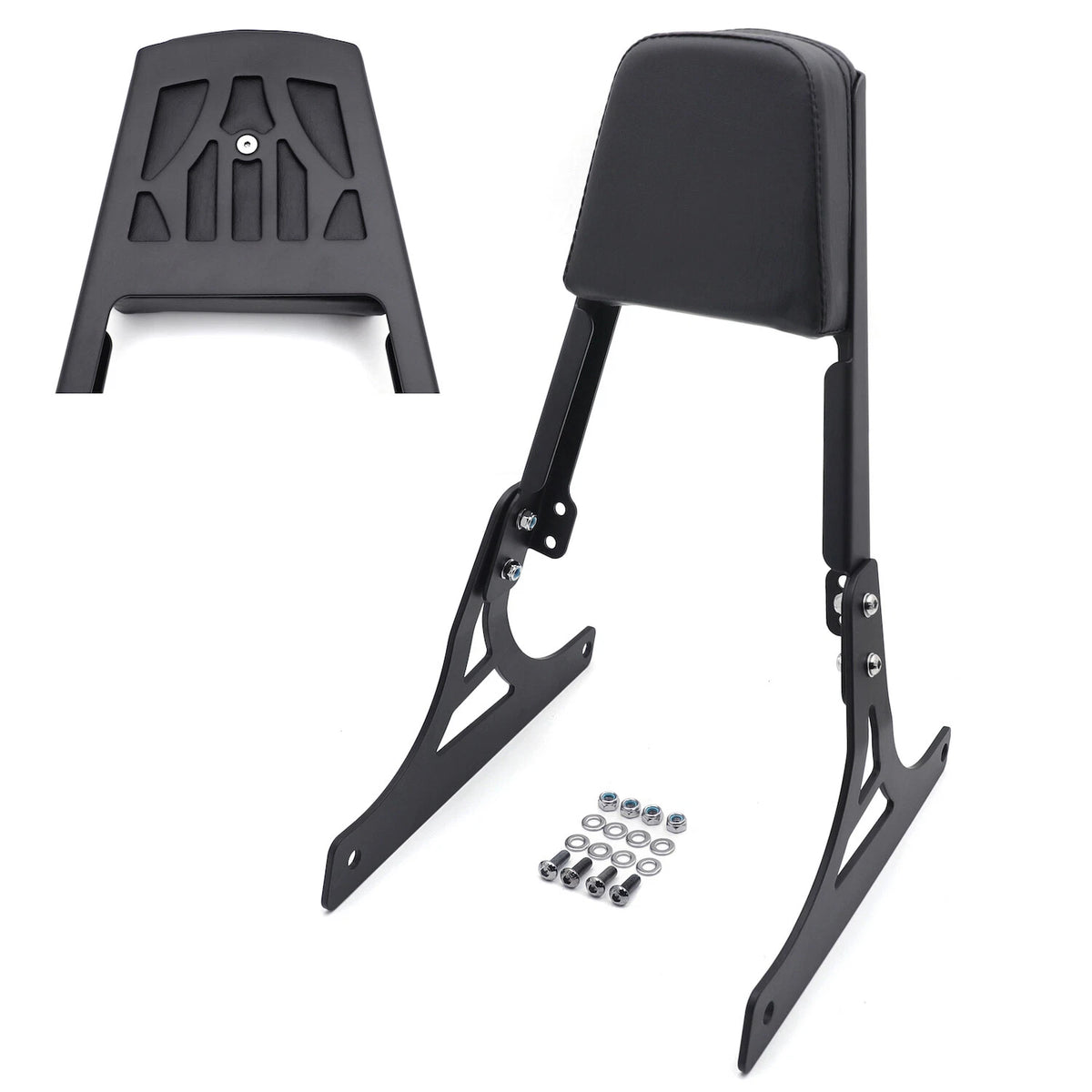 Black Backrest Sissy Bar with Leather Pad for Harley Softail (1984–2023)