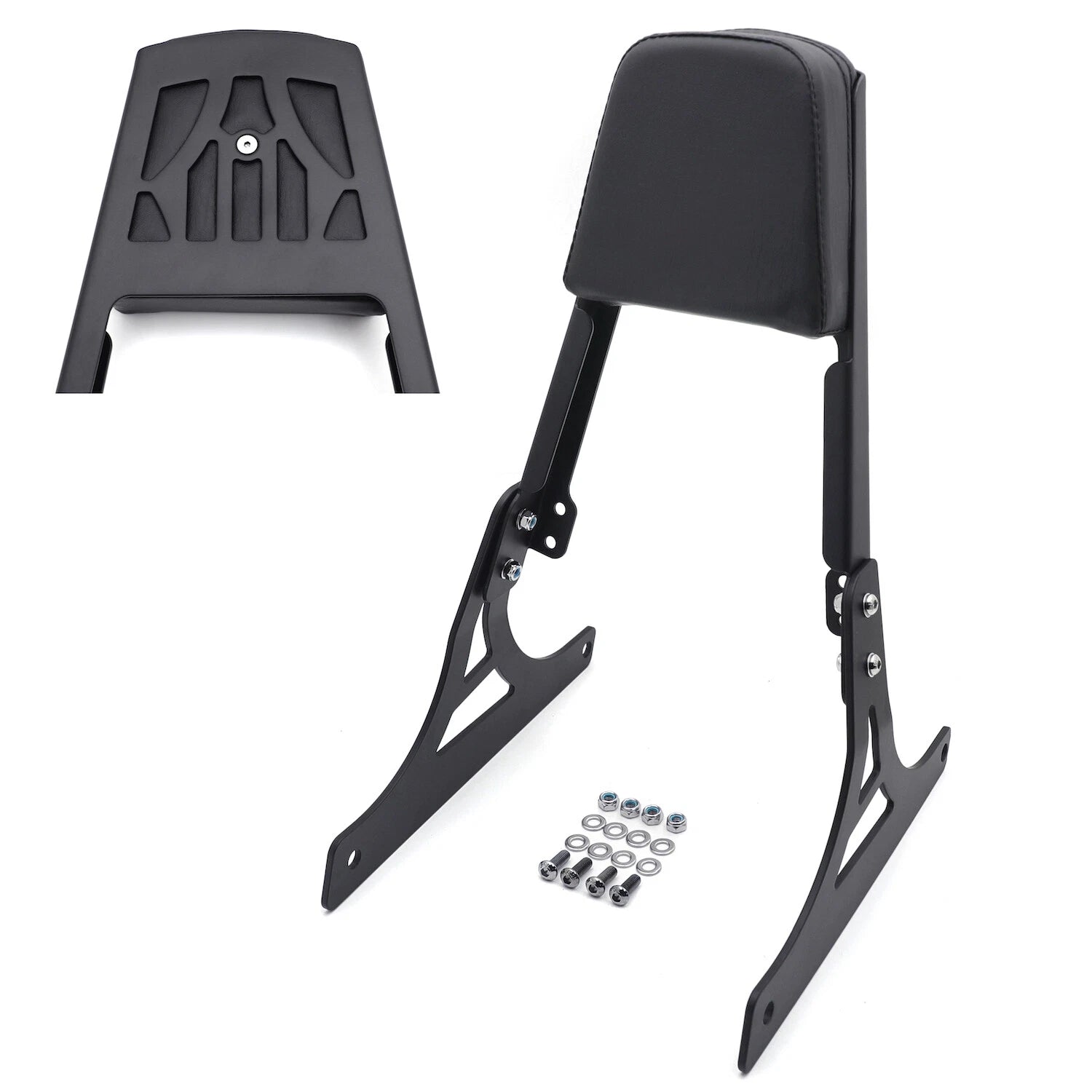 Black Backrest Sissy Bar with Leather Pad for Harley Softail (1984–2023)