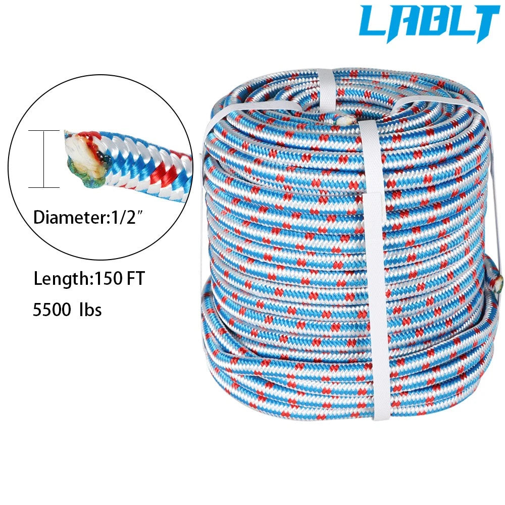 1/2" x 150' Braided Nylon Core Polyester Rope for Arborist Use