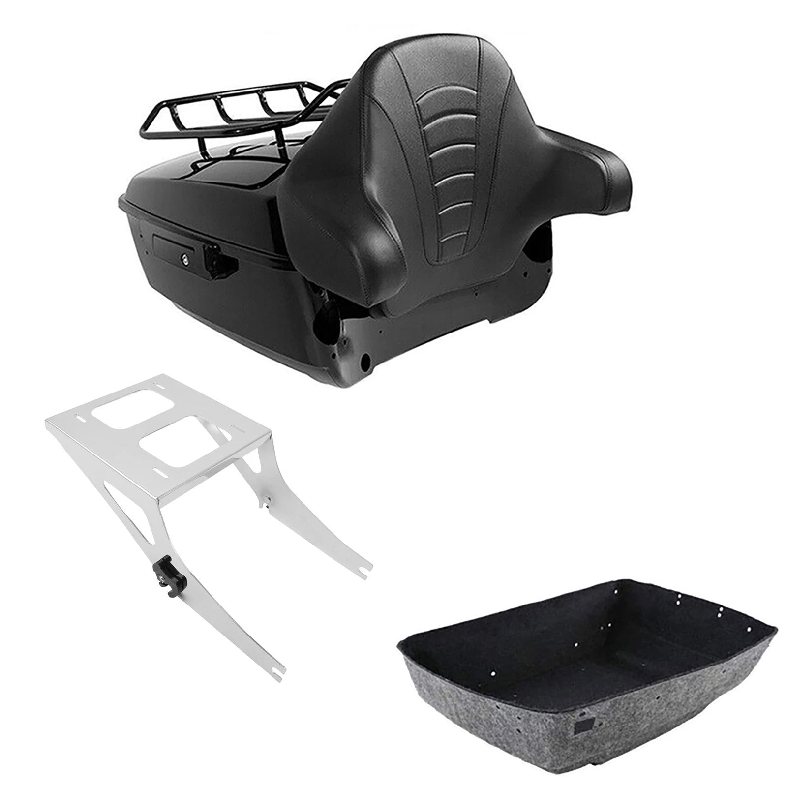 2X Trunk Luggage Backrest Mount Rack for Harley Fatboy FLSTF (2008–2017)