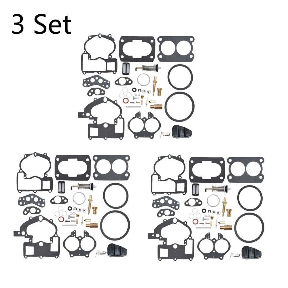 Set of 3 Carburetor Overhaul Kits for Mercruiser 3.0L 4.3L 5.0L 5.7L