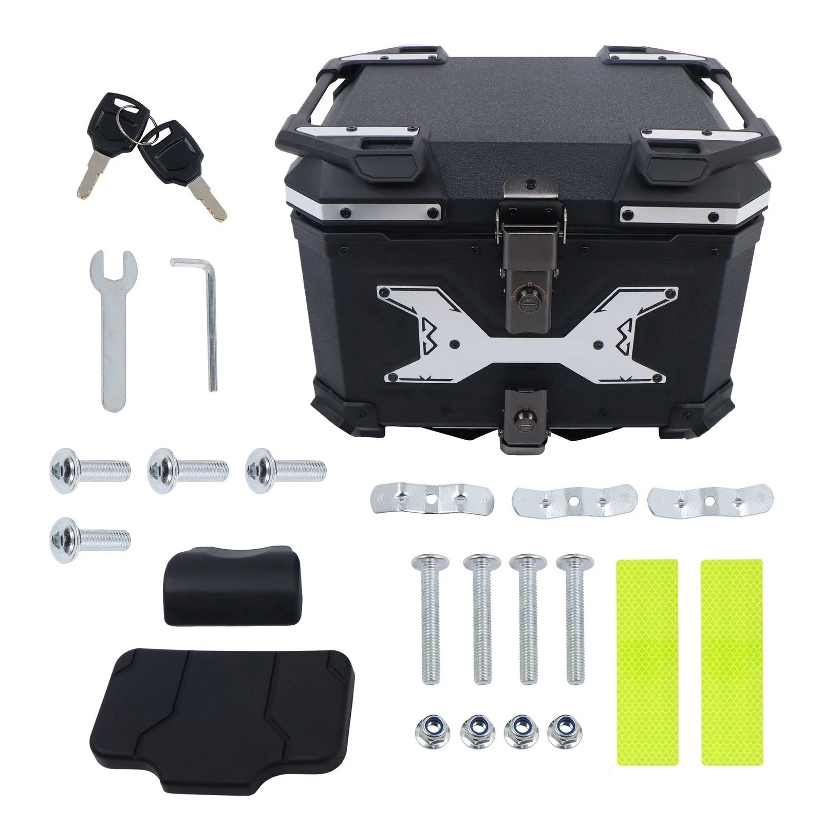 45L Motorcycle Top Case Tail Box with Backrest for Universal Models