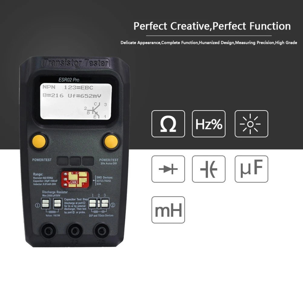 ESR02 Pro Digital Transistor Tester for SMD Diodes Resistors Capacitors