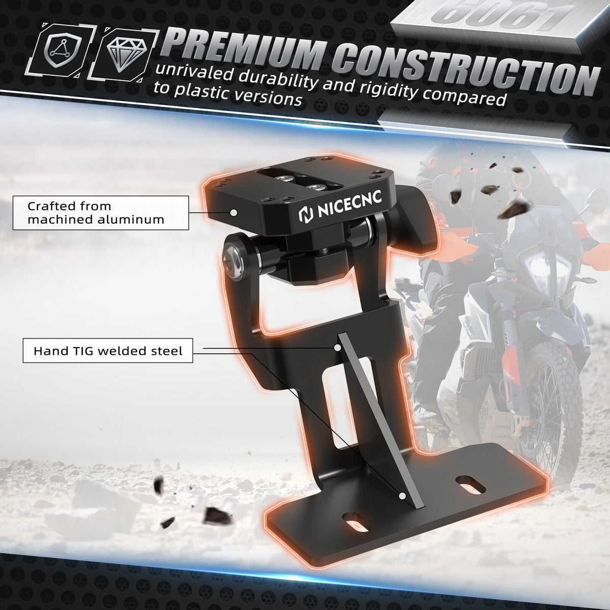 NICECNC Bar Clamp GPS Phone Mount Bracket for KTM 890 Adventure (2021–2023)