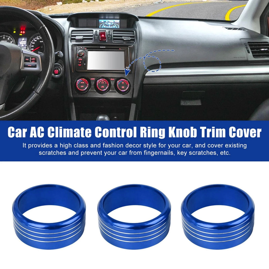 3pcs AC Climate Control Ring Knob Trim Cover for Subaru Impreza WRX STi (2011–2016)