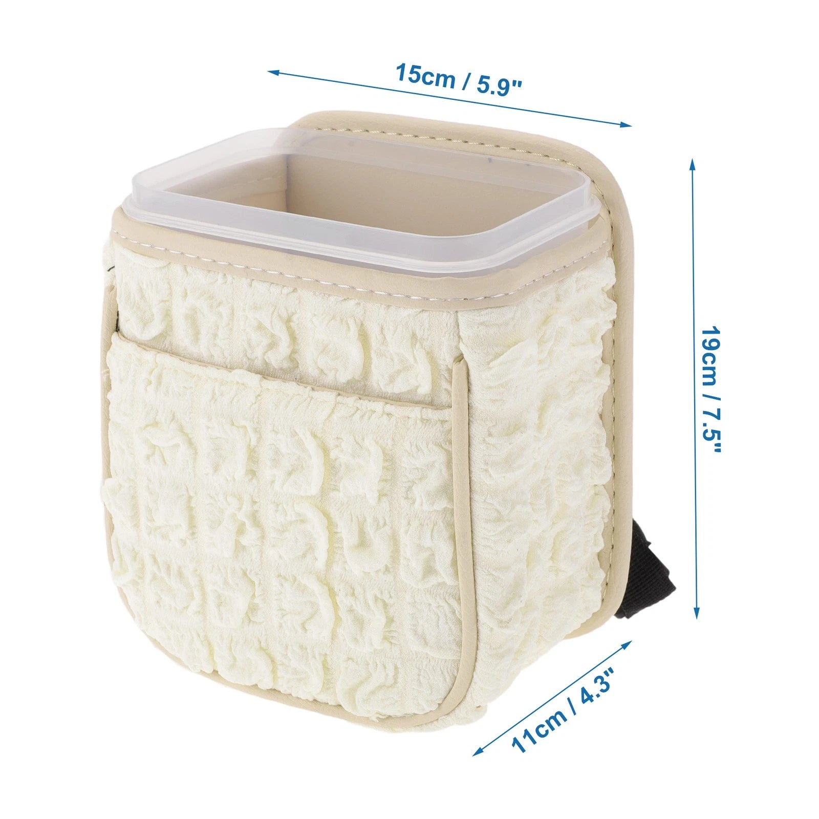 Car Trash Can for Universal Use (Portable, Hanging, Beige/White)