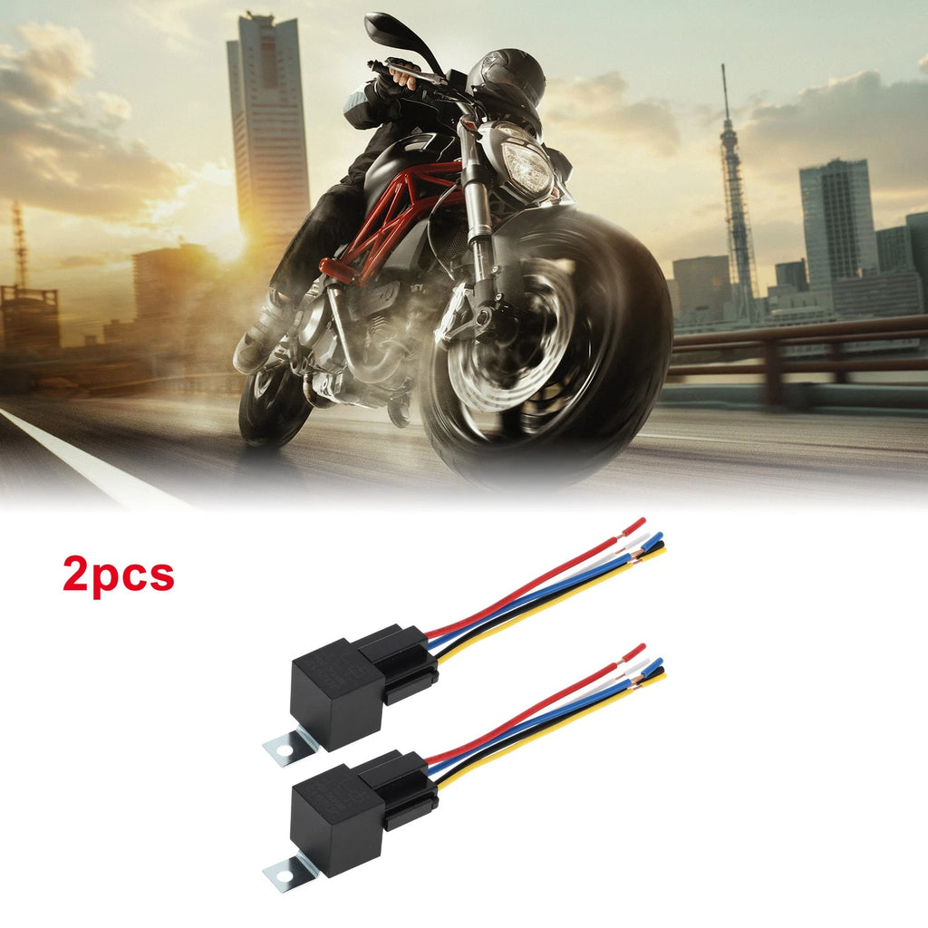 2X 5-Pin Auto Relay 36V 80A with Harness Sockets for Universal Use