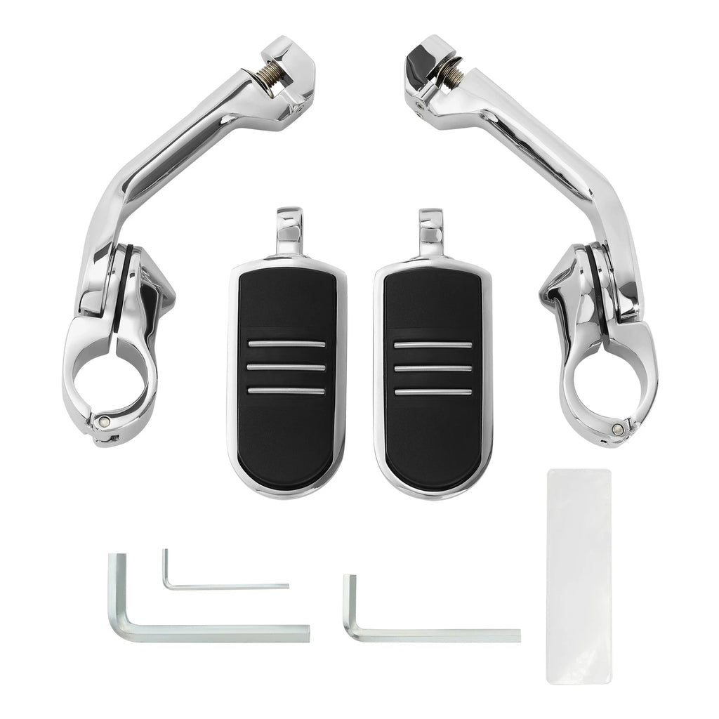 Chrome Long Angled Highway Engine Guard Foot Pegs for Harley Davidson