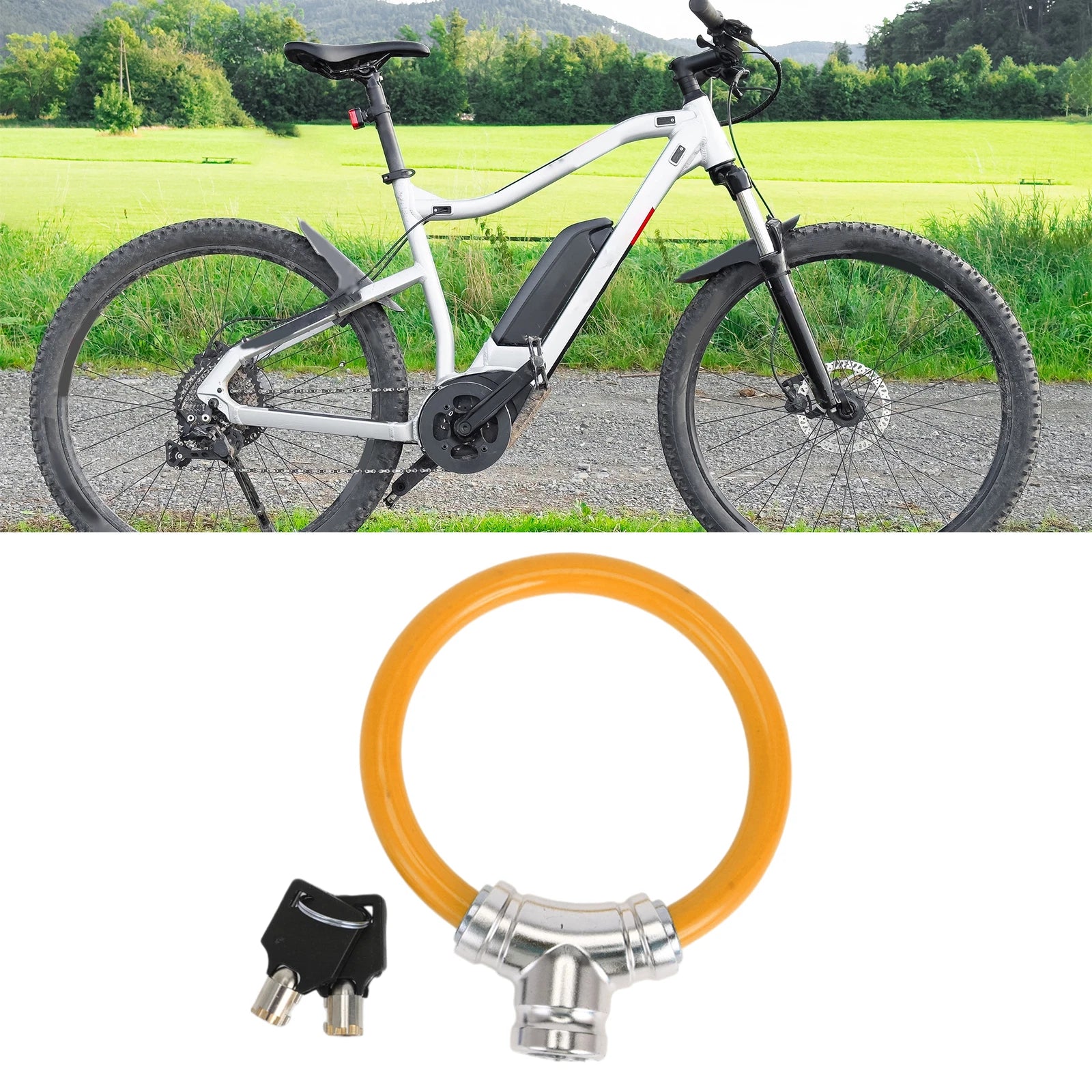 Bicycle Lock Portable Ring Cable Anti-Theft Mini Lock (1 Pc) - Orange