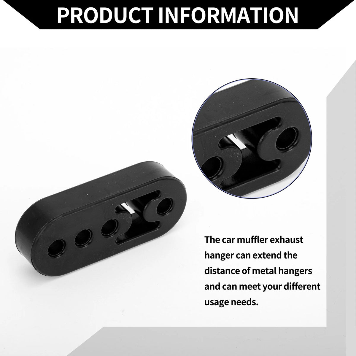 Set of 4 Exhaust Hangers for Car (12mm ID) PU Rubber Black