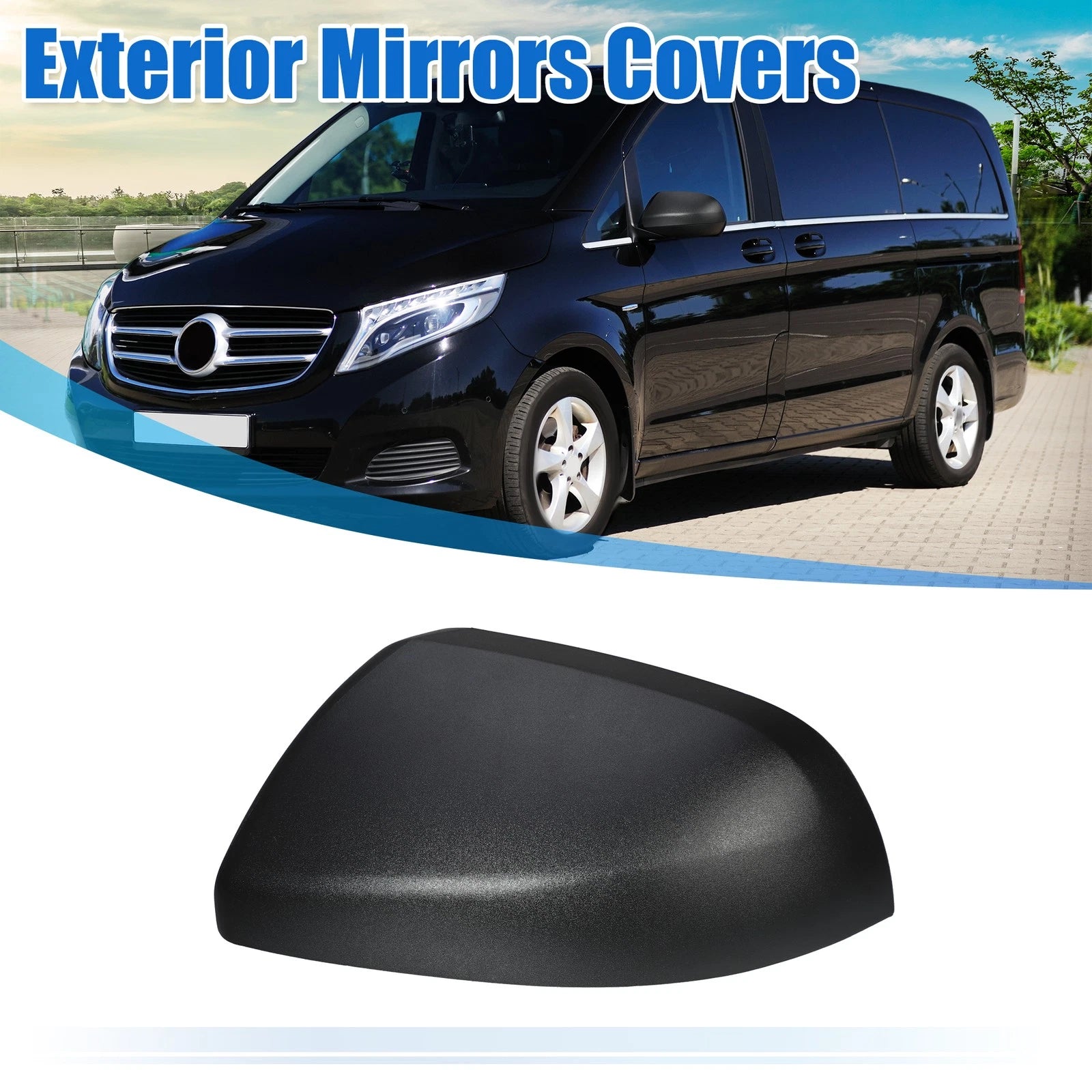 Matte Black Rearview Mirror Cap Left Side Replacement for Mercedes Vito W447 (2015–2023)