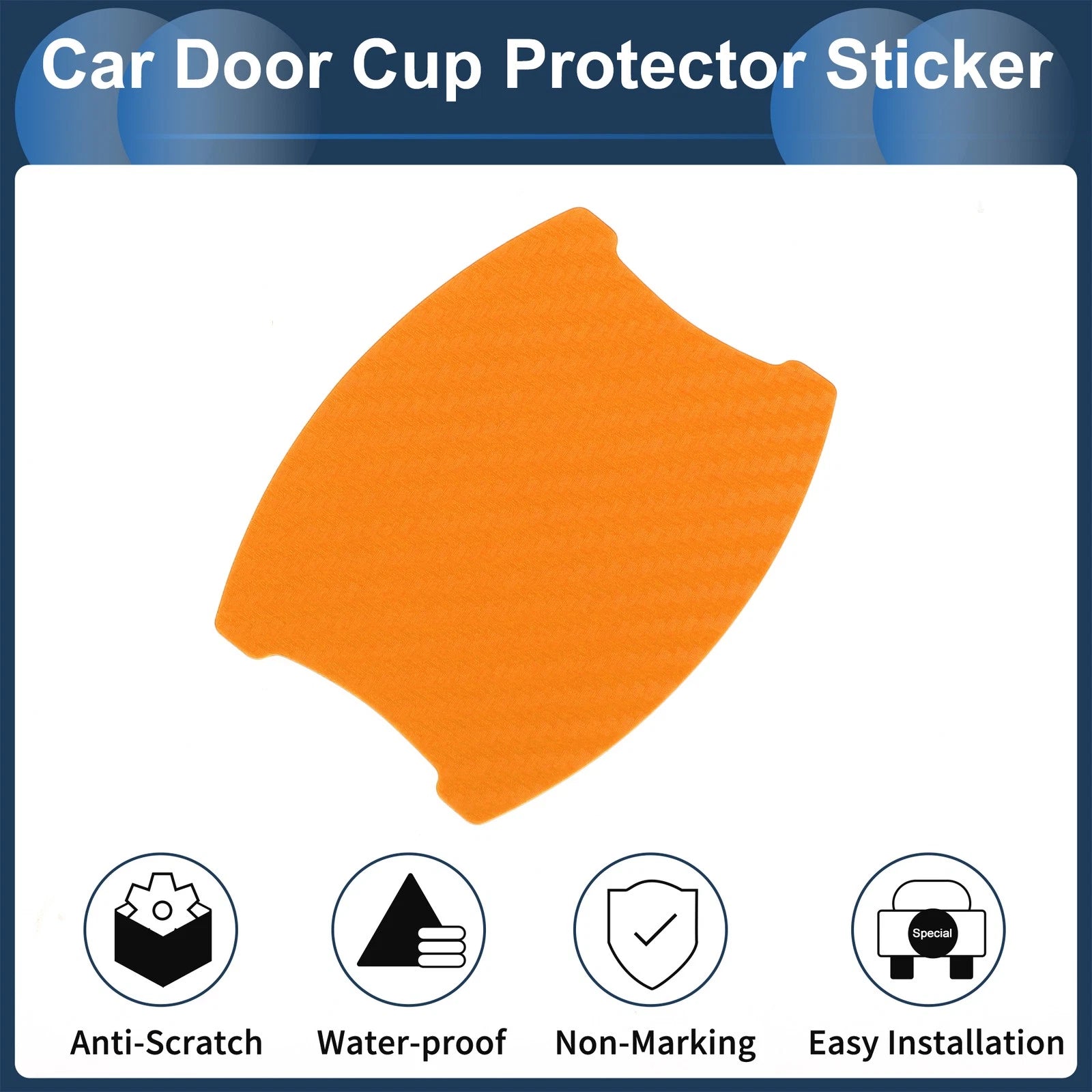 3D Car Door Handle Scratch Protector for Universal Vehicles (68x85mm) - Orange