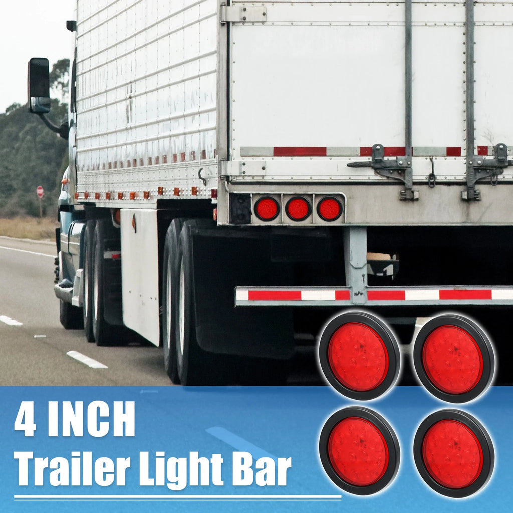 4 Pcs 4 Inch LED Red Trailer Tail Light Surface Mount Waterproof for Truck (2000–2020)