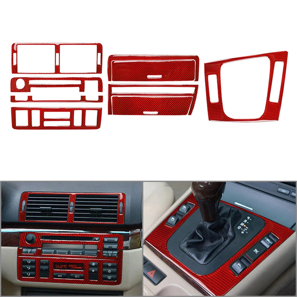 9Pcs Interior Console Cover Trim for BMW 3 Series E46 (1998–2005) RHD Red