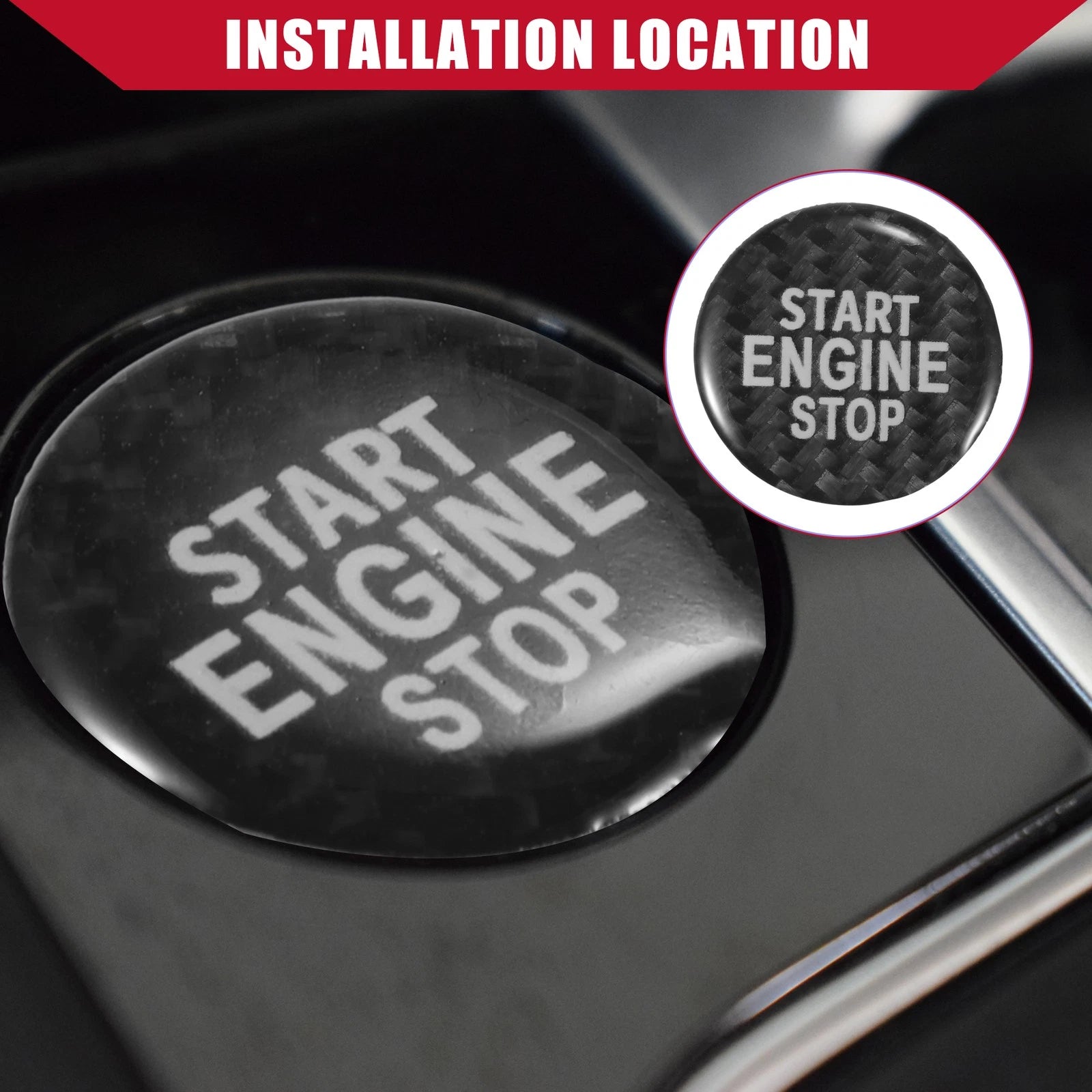 Engine Start Stop Button Cover Carbon Fiber for Volkswagen CC (2010–2017)