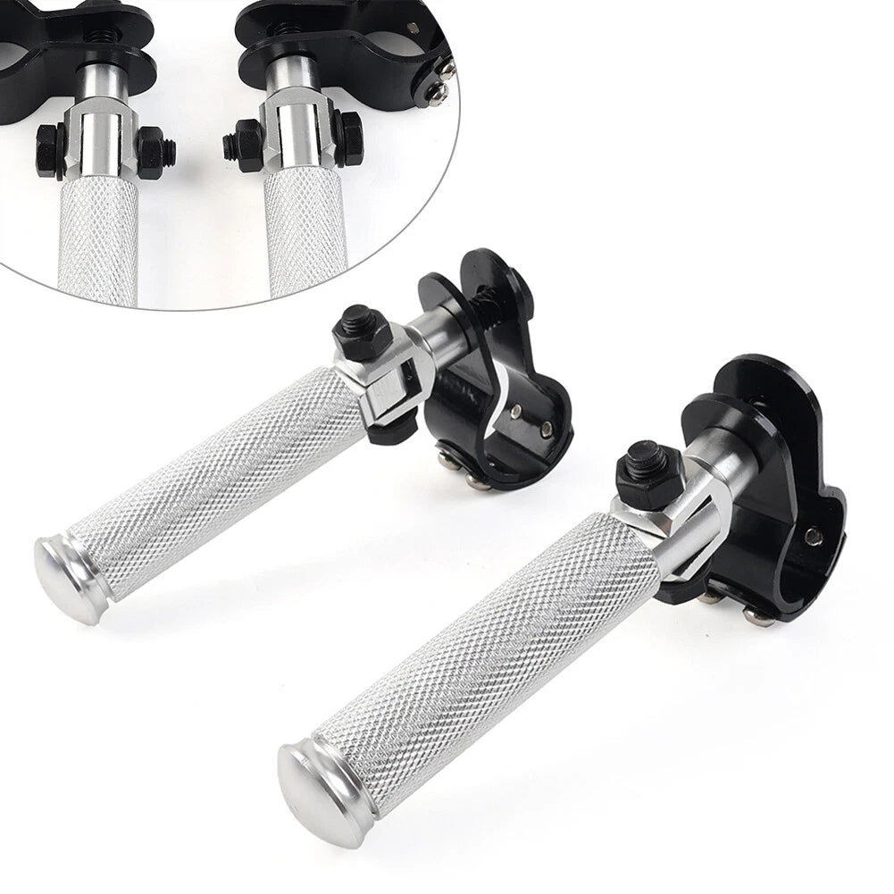 Pair Silver Universal Motorcycle Footpegs Footrest Racing Pedal (30-33mm)