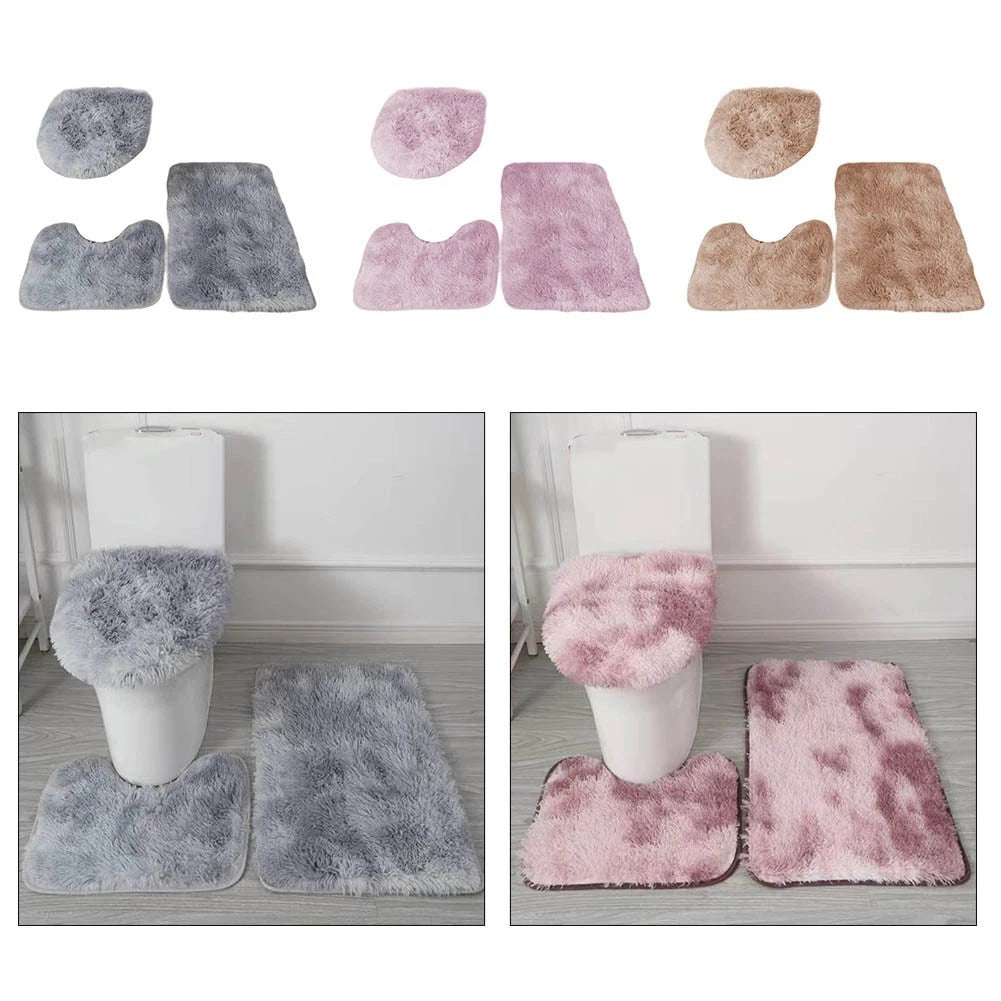 Set of 3 Bathroom Rugs with Anti Skid Base