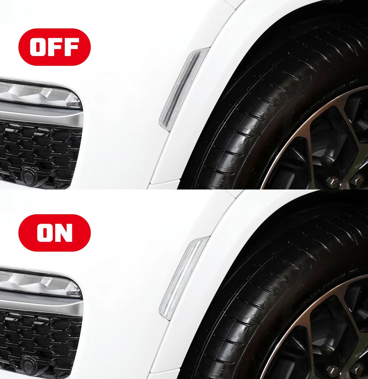 Clear Lens White LED Front Bumper Side Marker Lights for Dodge Durango (2021–2025)