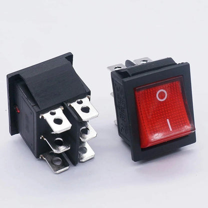 Rocker Switch with Red Neon Lamp for AC 250V/125V DPDT Contact