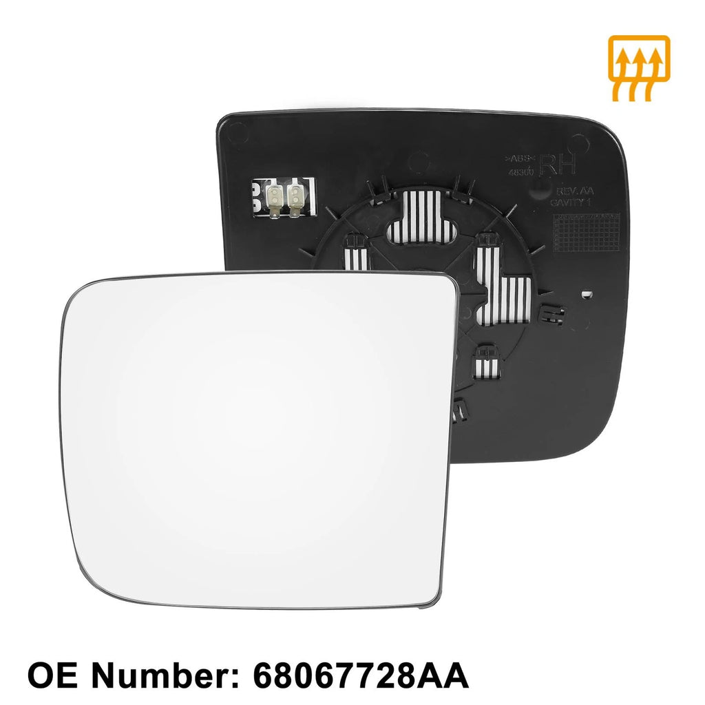 Heated Mirror Glass with Backing Right Side Replacement for Ram 1500 (2009–2024)
