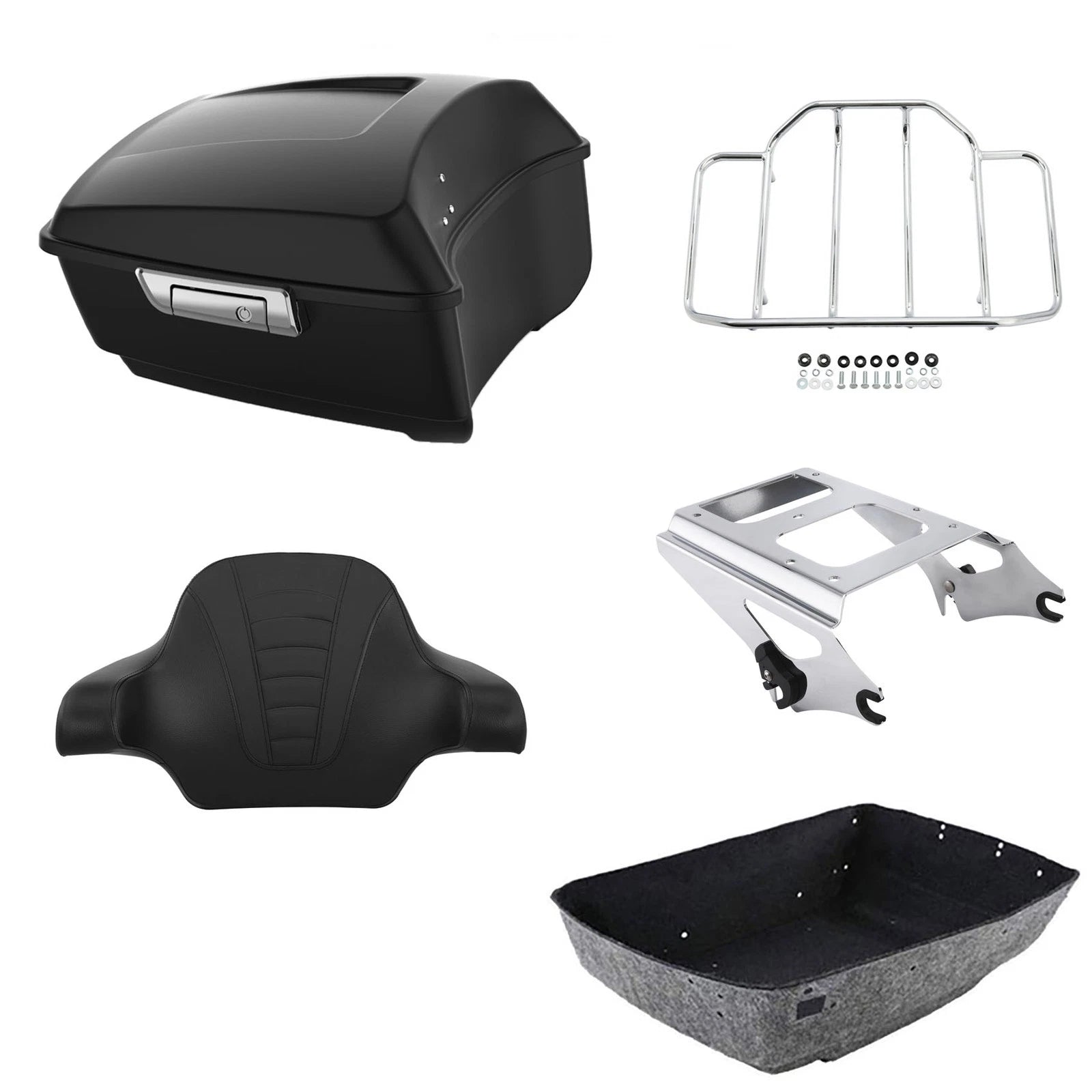 Matte Black King Trunk Backrest Mount Rack for Harley Road Glide (2009–2013)