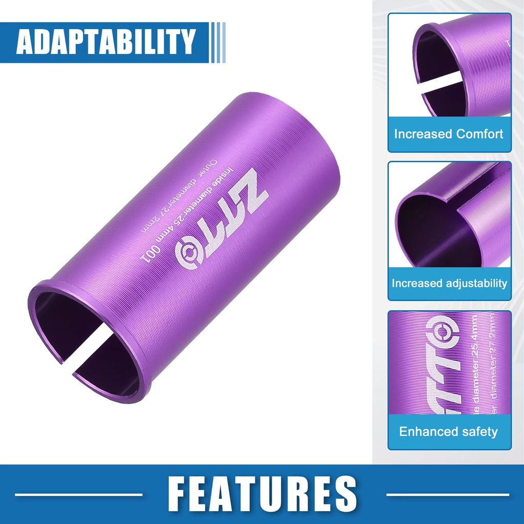 Seatpost Shim Adapter Replacement for Bicycle 1 Inch ID 27.2mm OD (Purple)