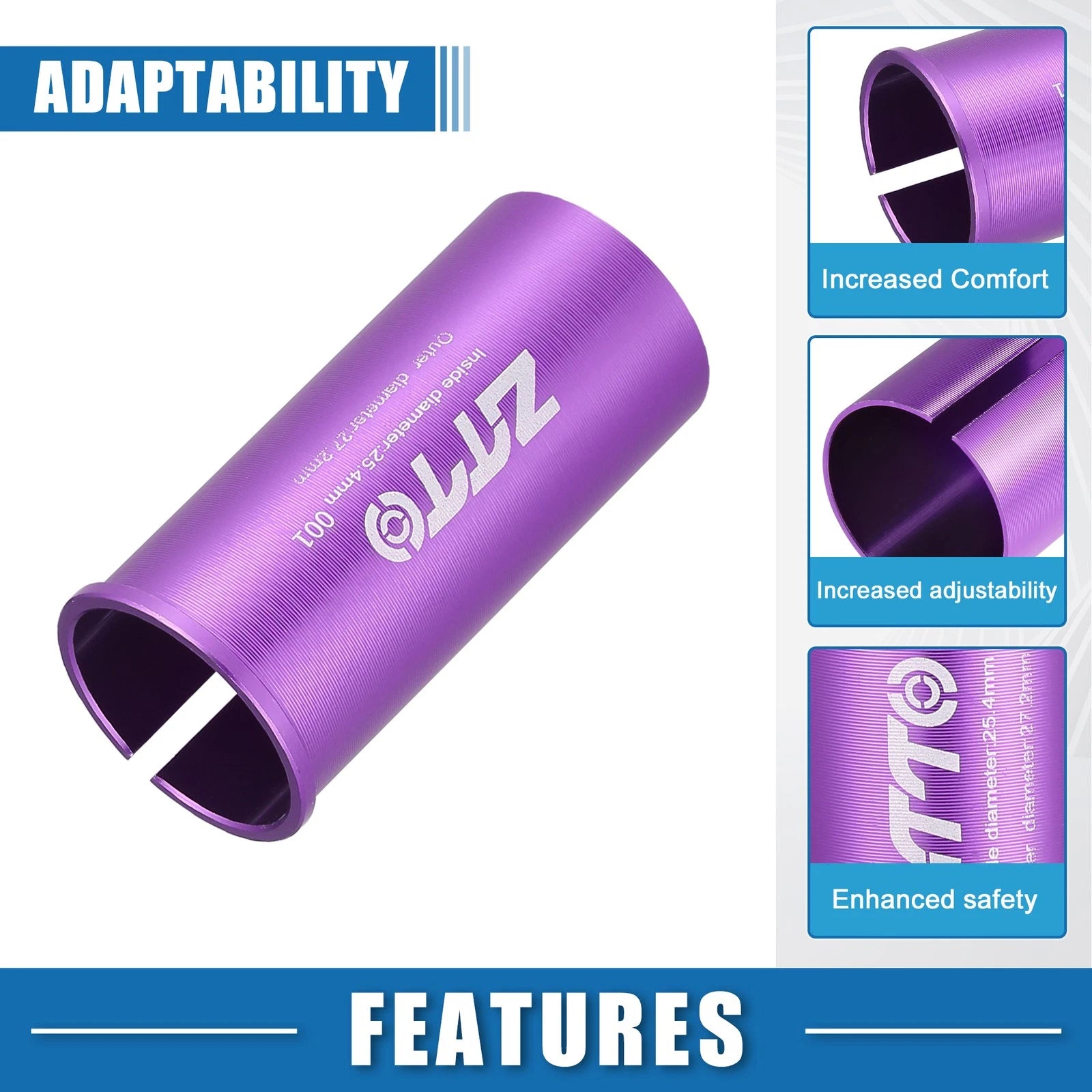 Seatpost Shim Adapter Replacement for Bicycle 1 Inch ID 27.2mm OD (Purple)