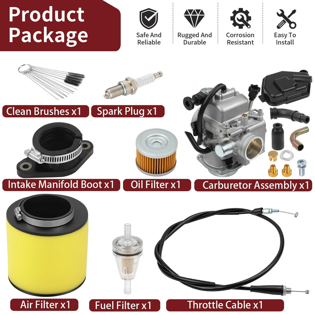 Carburetor, Intake Manifold, Throttle Cable, Air Filter for Honda Fourtrax 300 (1988–2000)