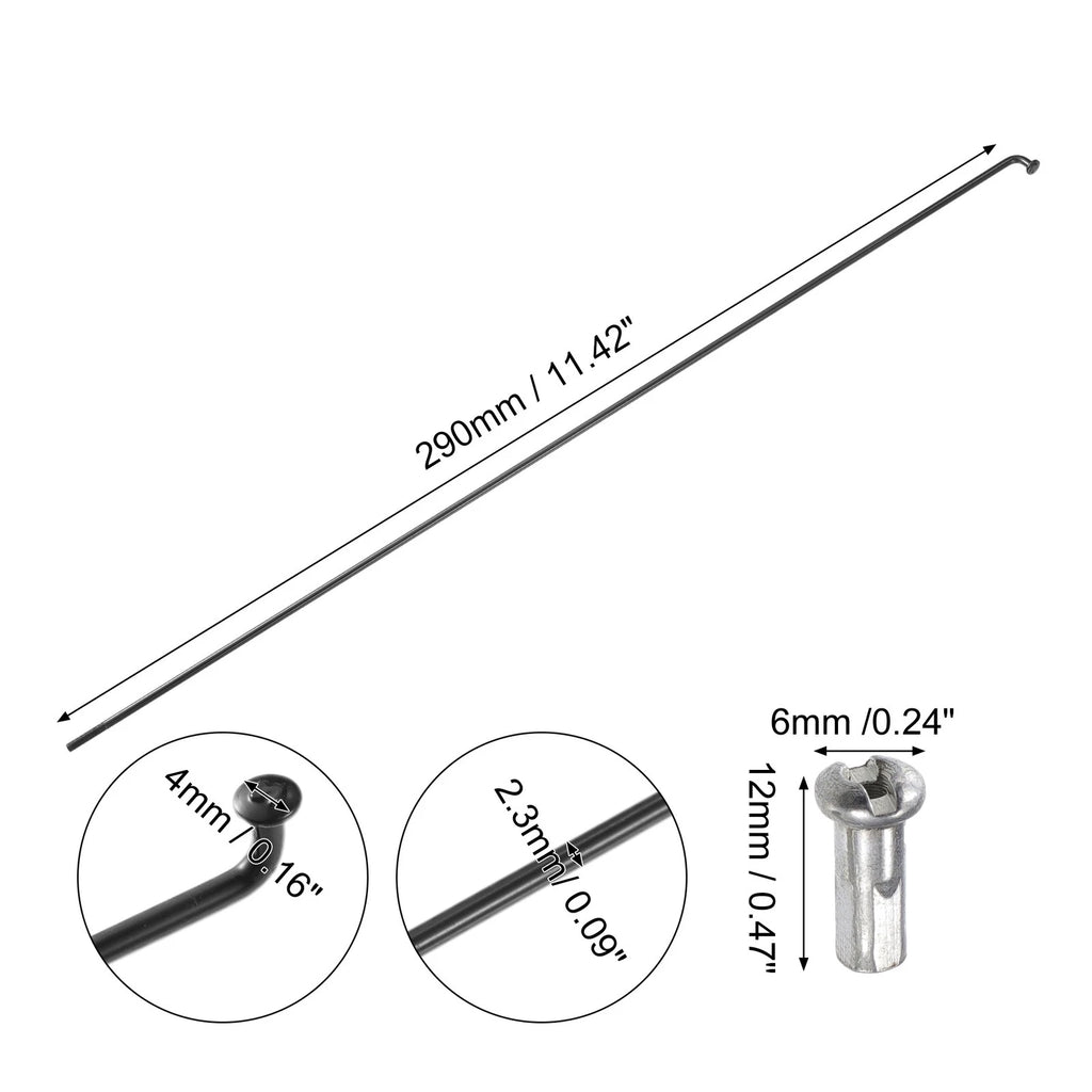 Bicycle Wheel Spokes 13G 290mm with Nipples for Most Bikes (Universal)