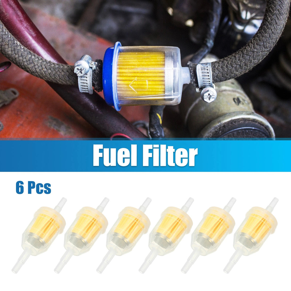 Set of 6 Inline Fuel Filters for Small Engines (1/4" or 5/16")
