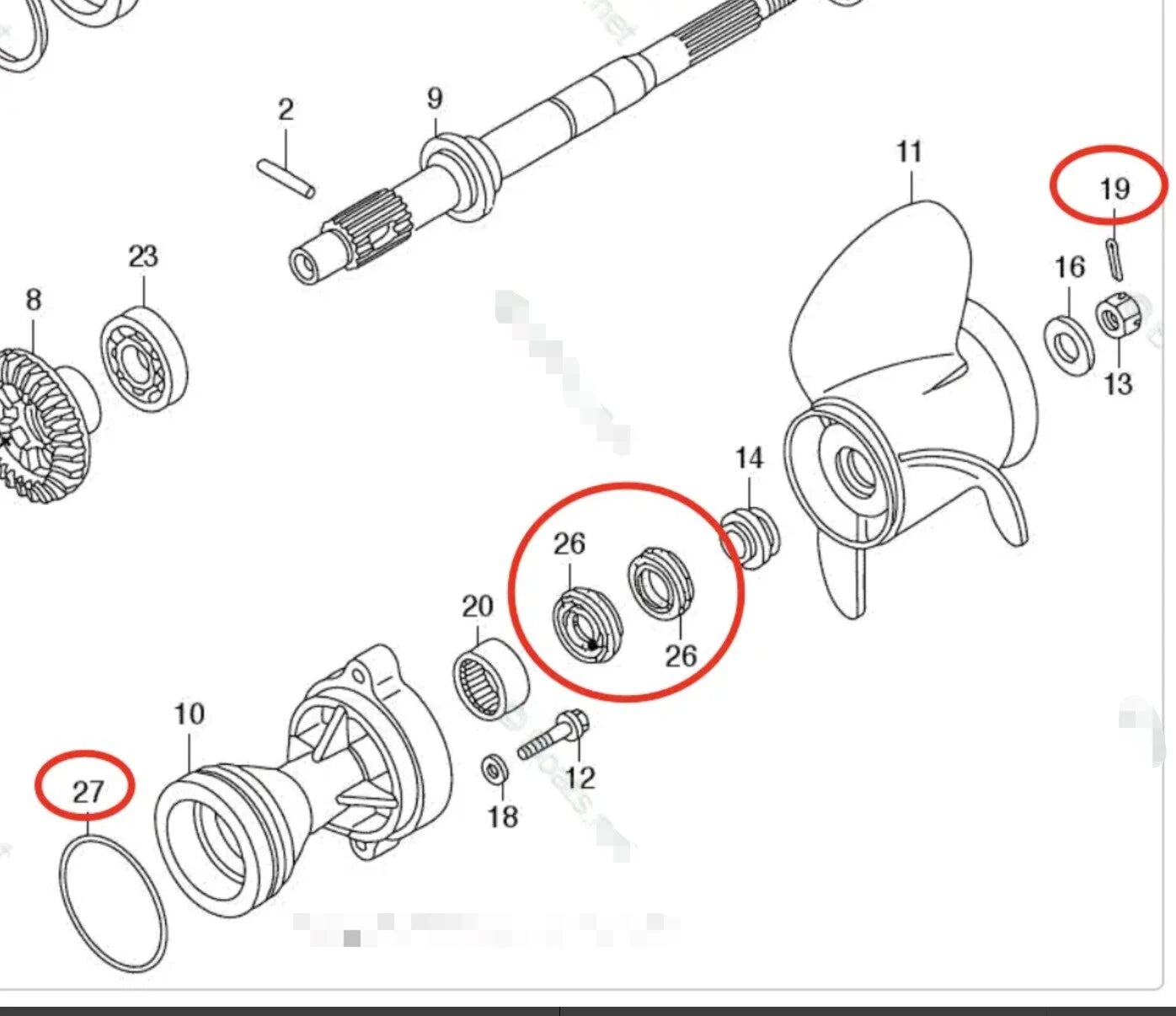 Lower Unit Oil Seal Kit for Tohatsu Outboard (HZZ3-91252-003, HZW1-91351-B02)