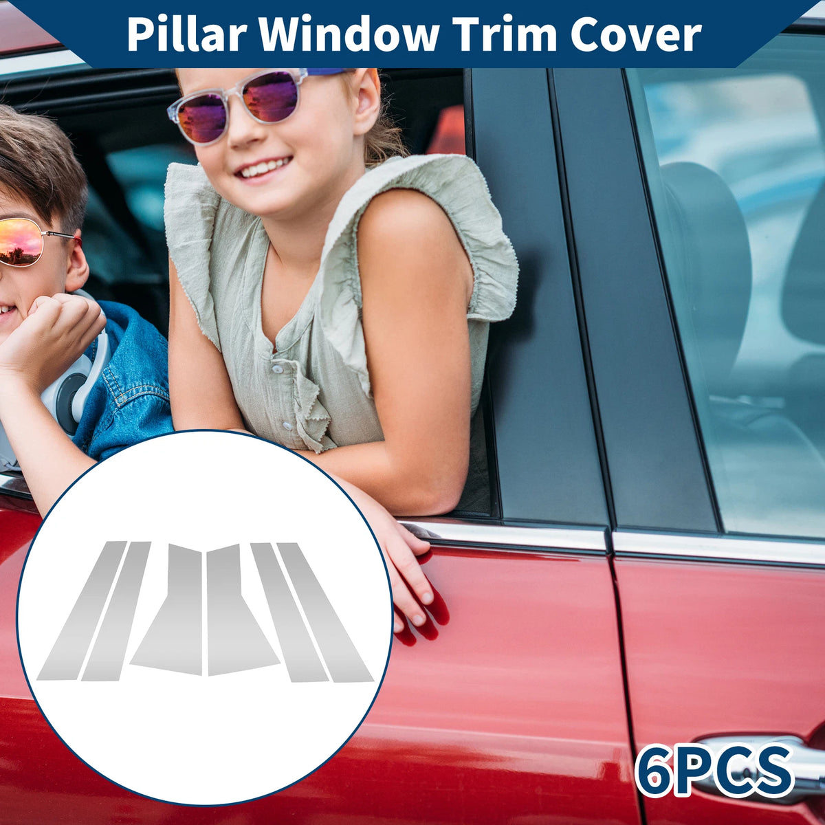 Set of 6 Door Pillar Window Trims for Acura MDX (2007–2013) Silver Tone