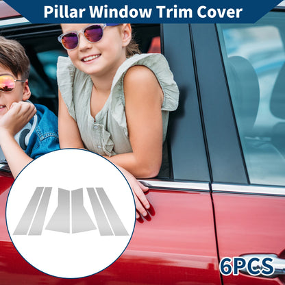 Set of 6 Door Pillar Window Trims for Acura MDX (2007–2013) Silver Tone