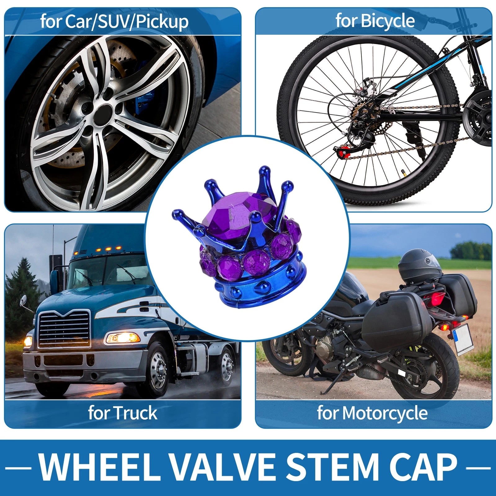 Valve Stem Caps Wheel Valve Cap Replacement for Car SUV Bike RV (4-Pack) (1)