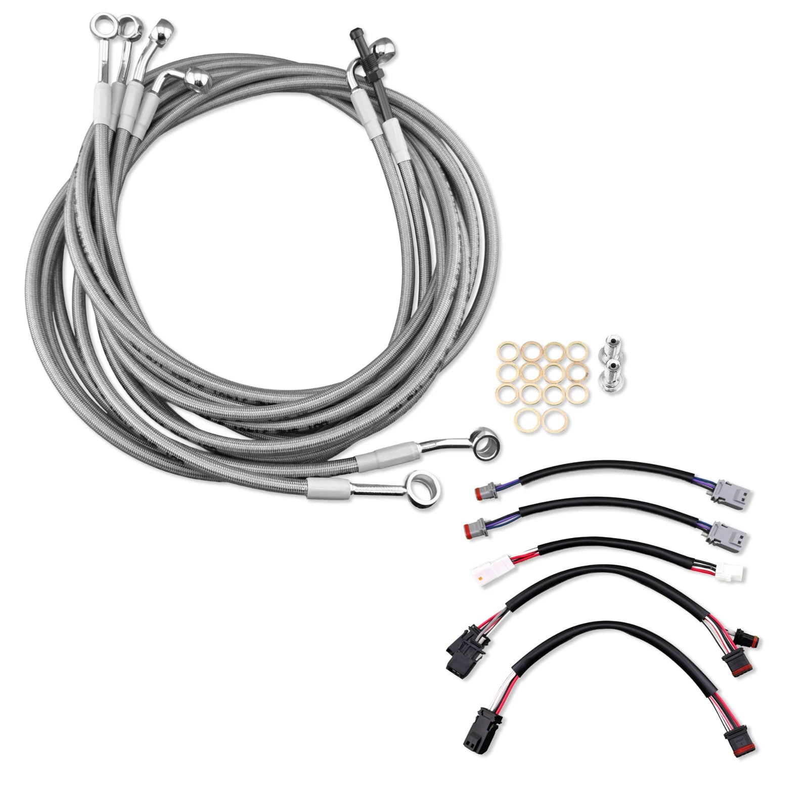 12" Chrome Extended Stainless Brake Line for Harley Touring (2017–2020)