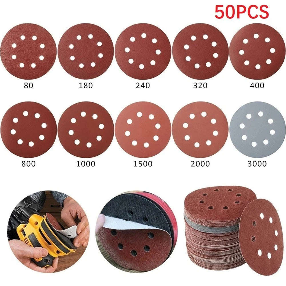 50pcs 5 Inch Aluminium Oxide Sanding Discs for Automotive Use