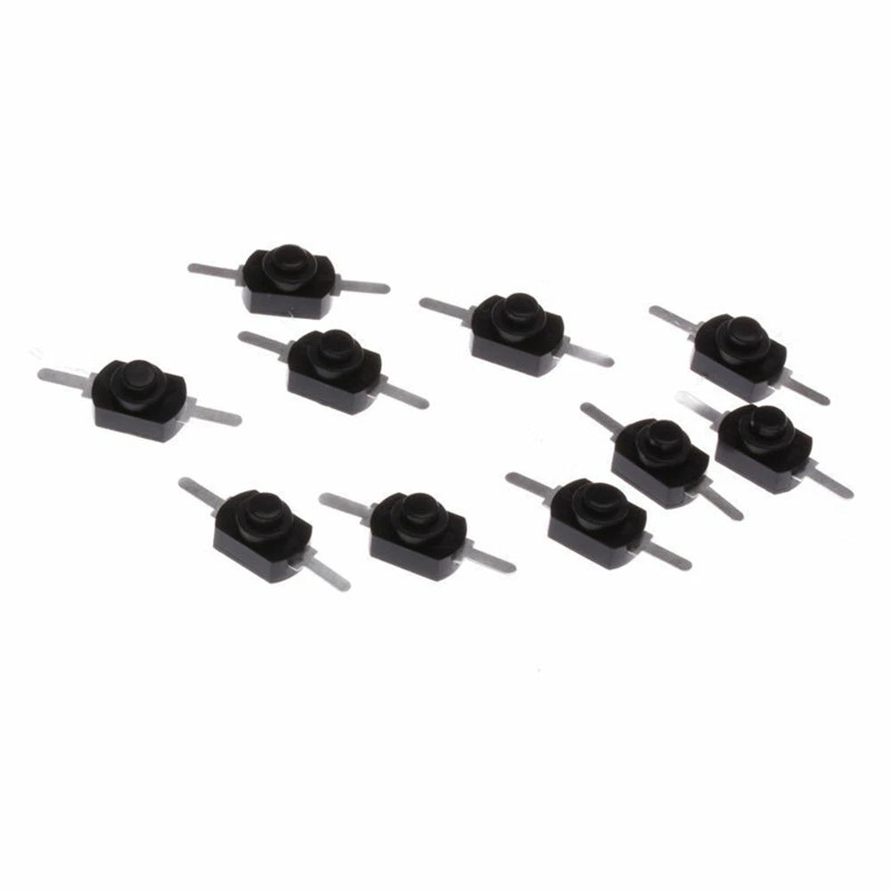 10X On Off Latching Switch DC 250V 1A 30V Black Silver Button