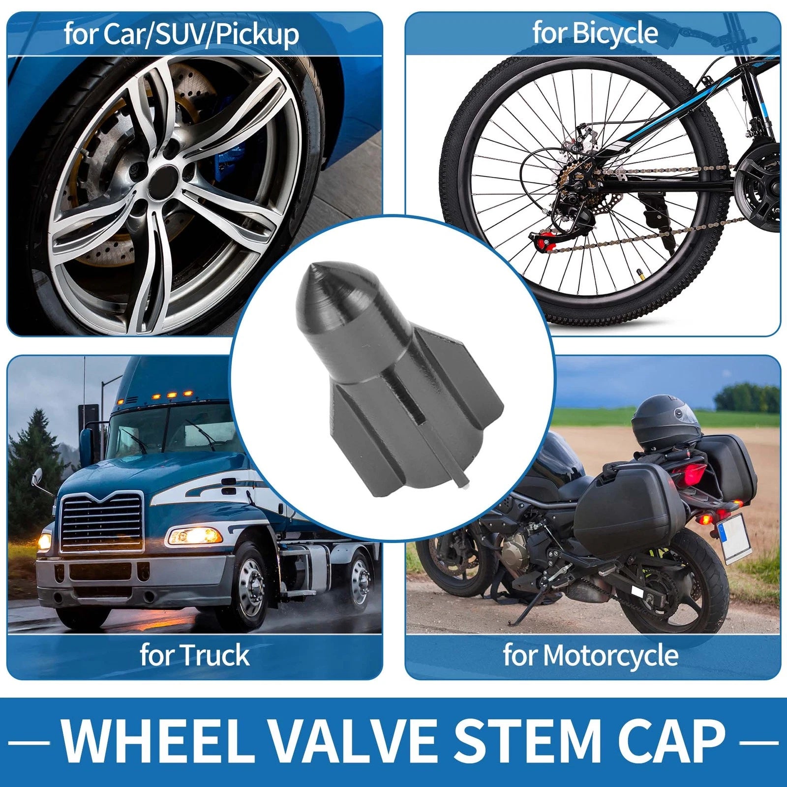 Tire Valve Stem Caps Titanium Tone Grey for Car Bike RV 4 Pack (4pcs)