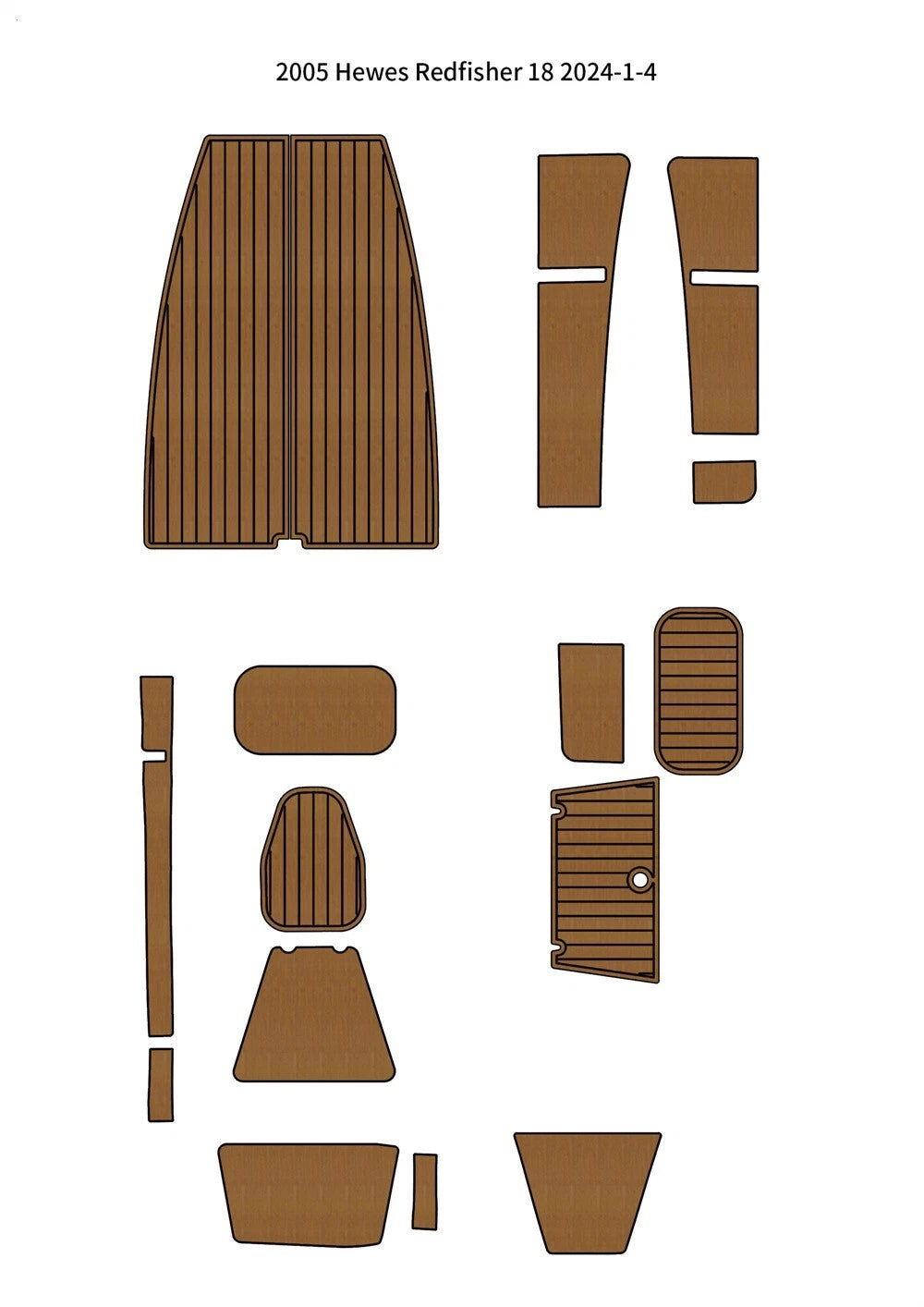 Swim Platform Cockpit Mat for Hewes Redfisher 18 (2005) - EVA Foam Teak Floor Pad