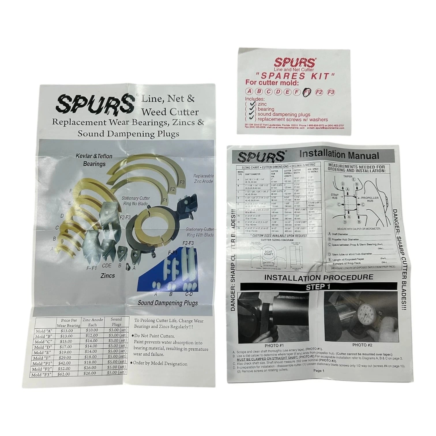 Spurs F1 Marine Propeller Line & Net Cutter Assembly for (6.5'')